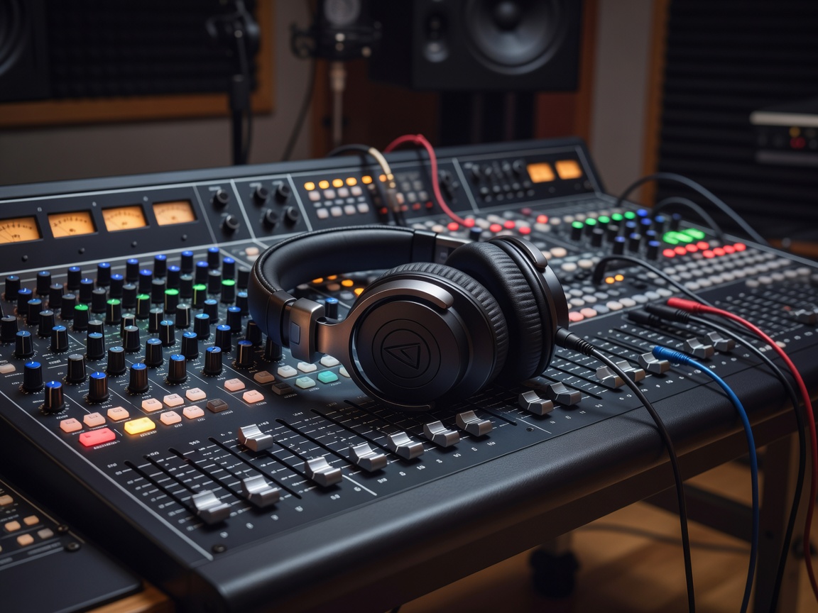 Audio-Technica ATH-M50xBT2 professioneller Studiomonitor auf Mischpult
